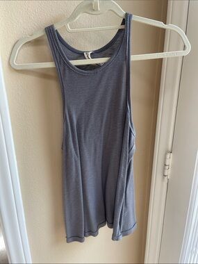 Free People Ribbed Scoop Tank - Slate Blue